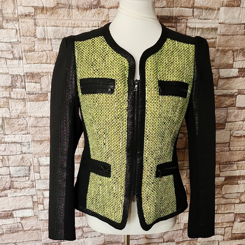 Yoana Baraschi Chic Blazer with Mixed Materials and Zip Details